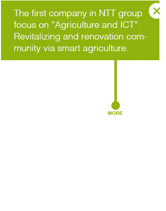 The first company in NTT group focus on “Agriculture and ICT”.Revitalizing and renovation community via smart agriculture.